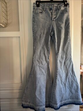 Grace Light Blue High-Rise Flare Jeans
